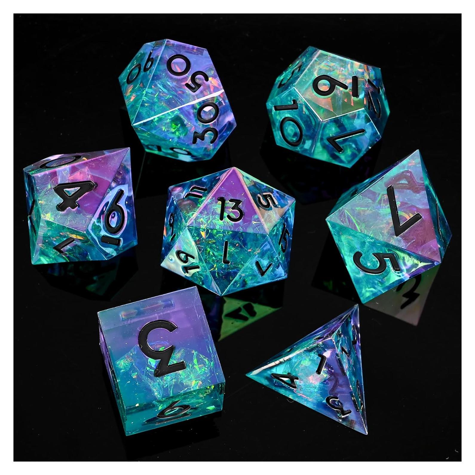 Juego de Dados de Resina JunBoXun 7 Piezas Electrochapado