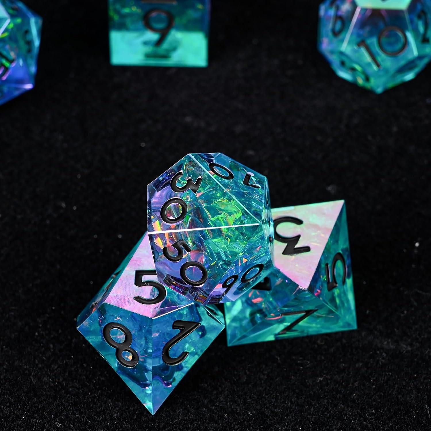 Juego de Dados de Resina JunBoXun 7 Piezas Electrochapado