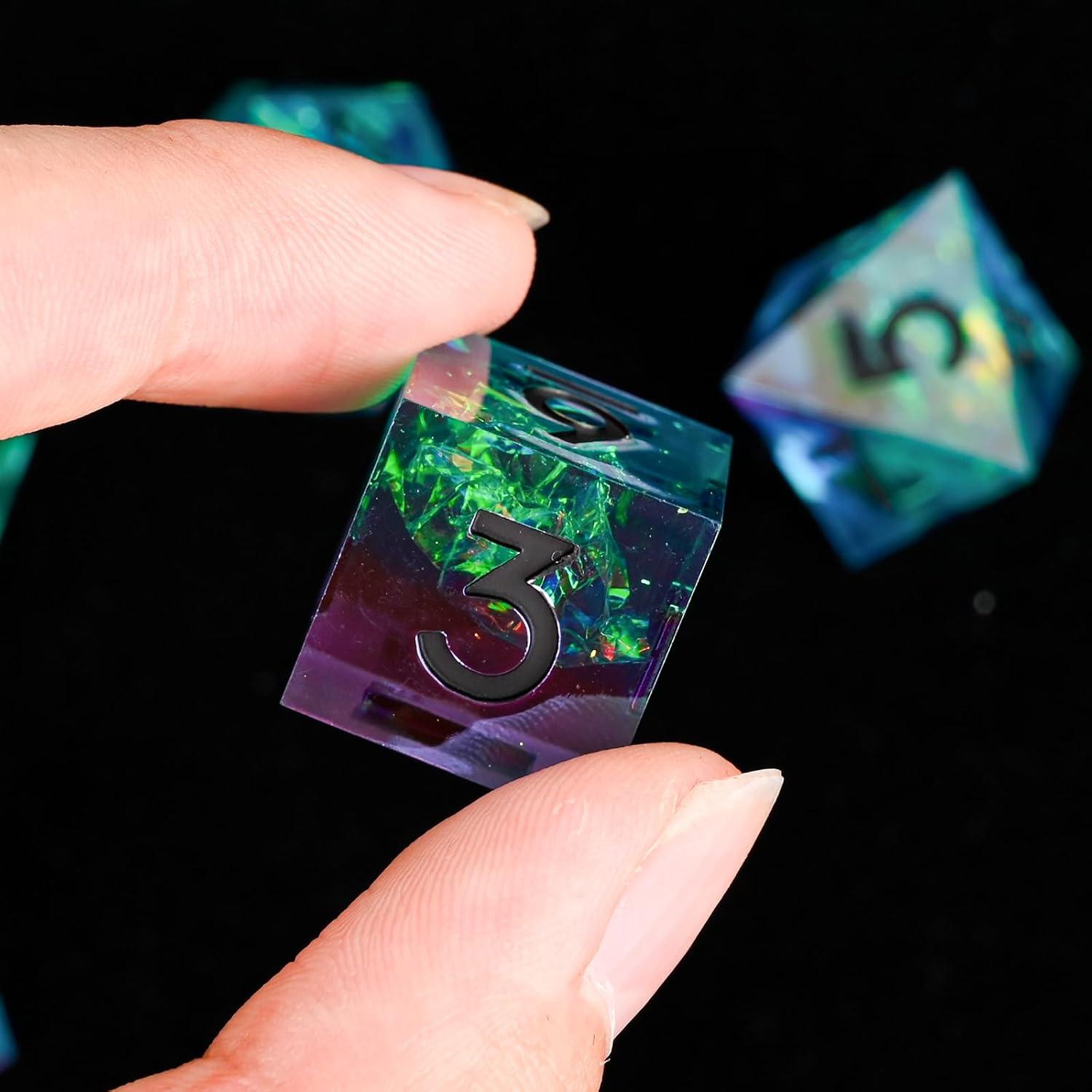 Juego de Dados de Resina JunBoXun 7 Piezas Electrochapado