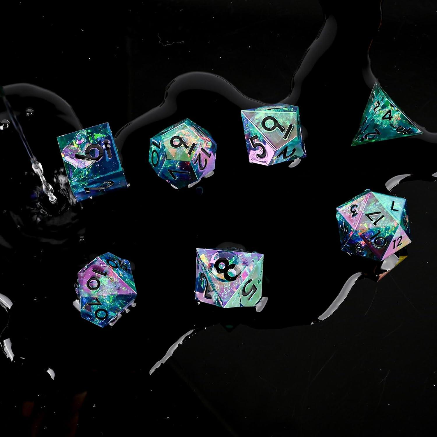 Juego de Dados de Resina JunBoXun 7 Piezas Electrochapado