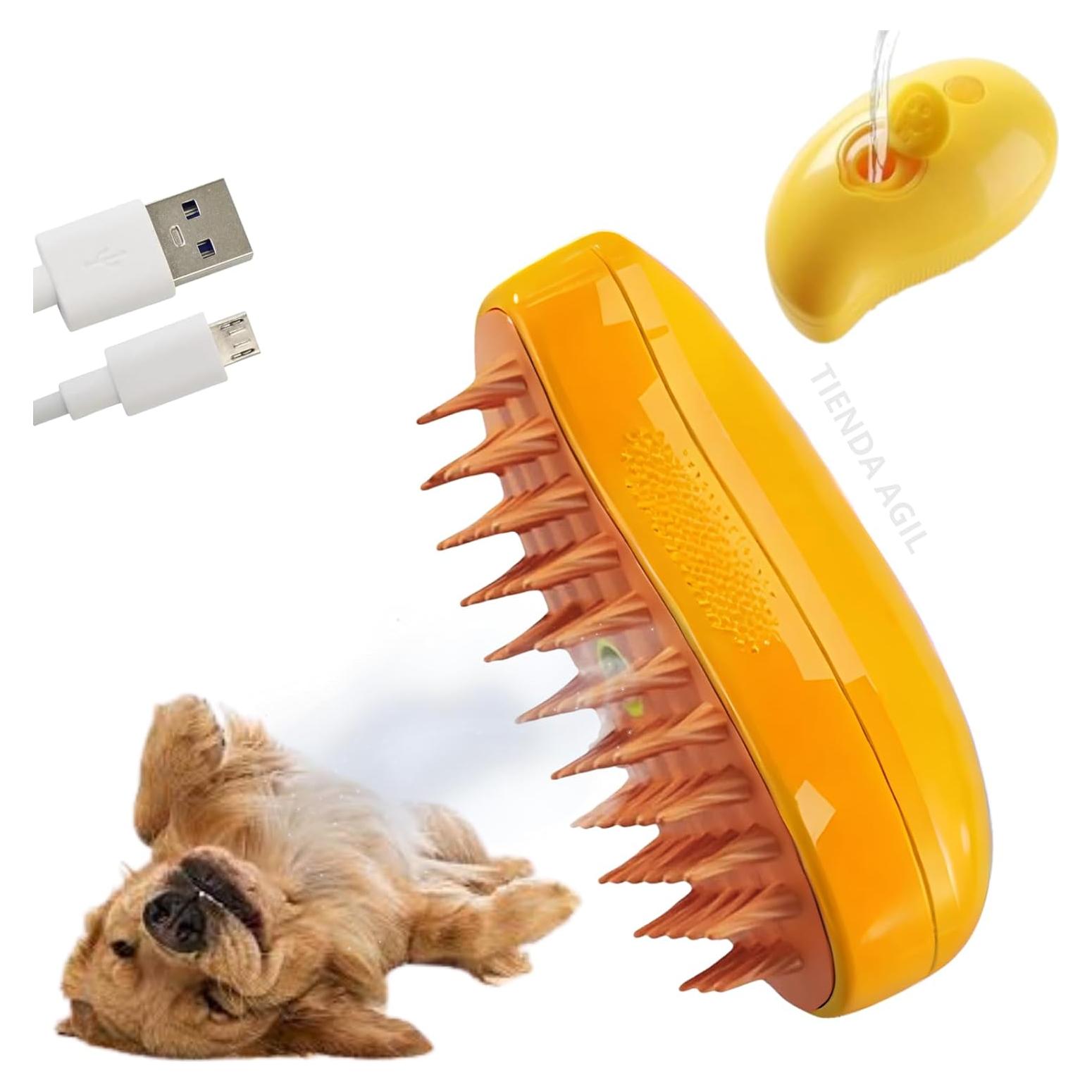 Cepillo de Vapor para Mascotas Tienda Ágil 3 en 1 Amarillo