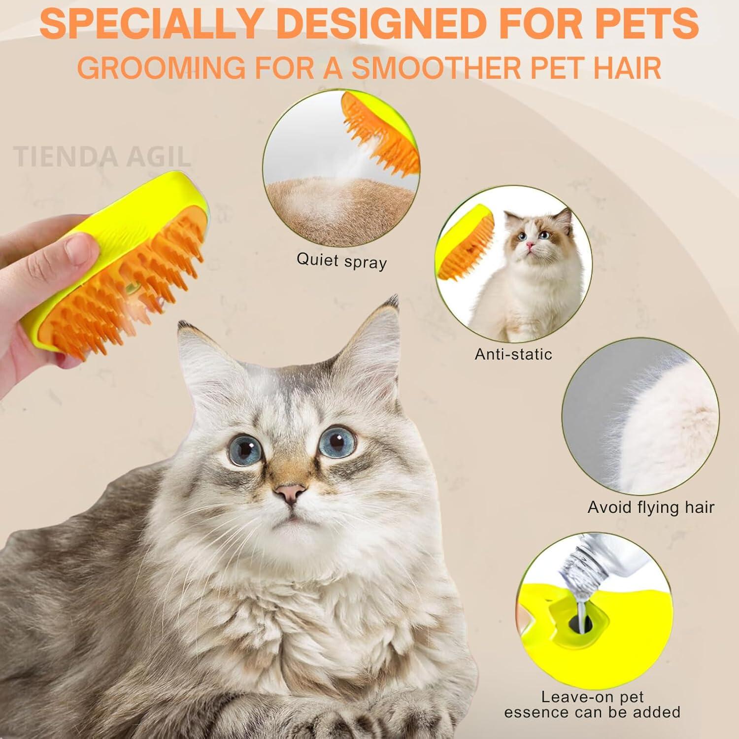 Cepillo de Vapor para Mascotas Tienda Ágil 3 en 1 Amarillo