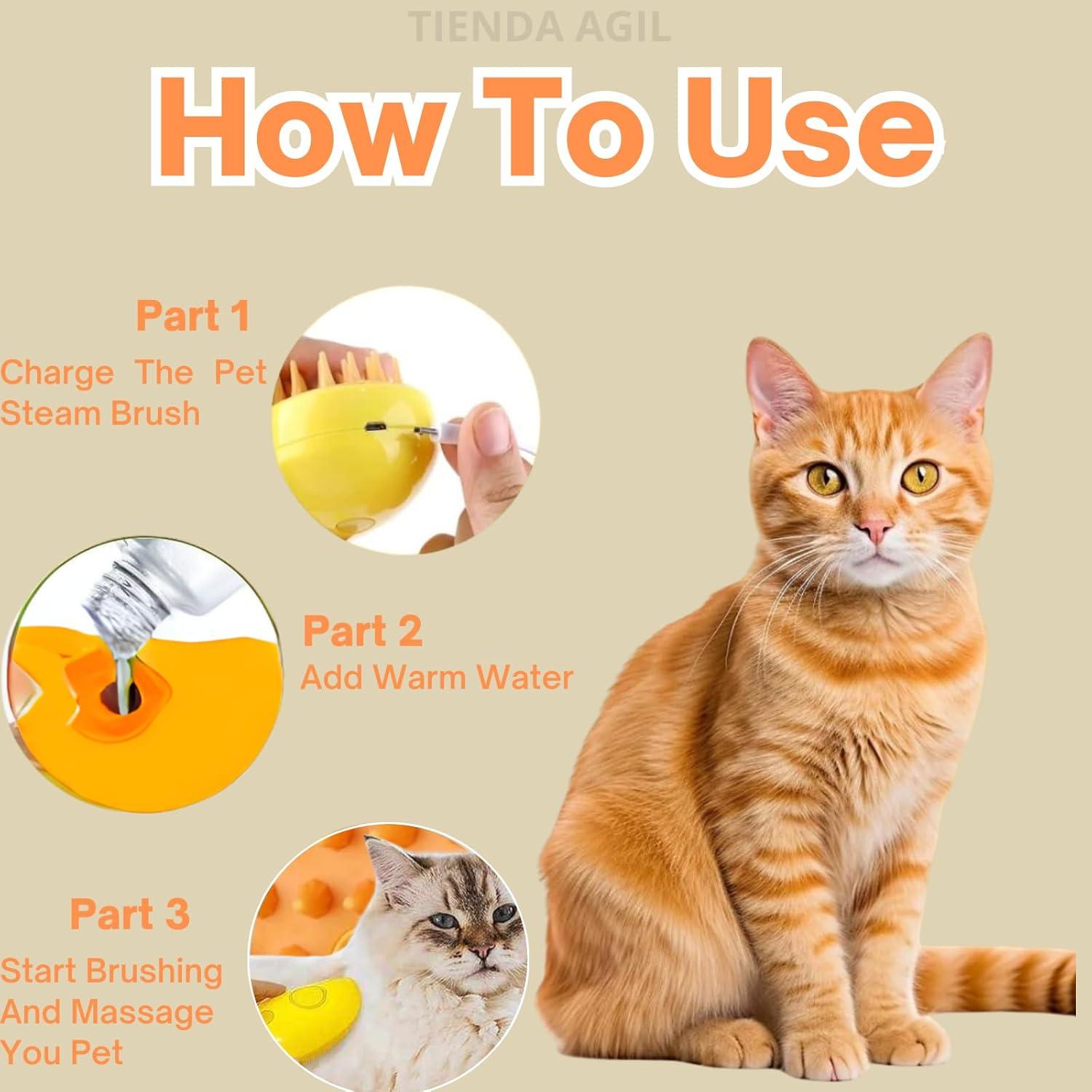 Cepillo de Vapor para Mascotas Tienda Ágil 3 en 1 Amarillo