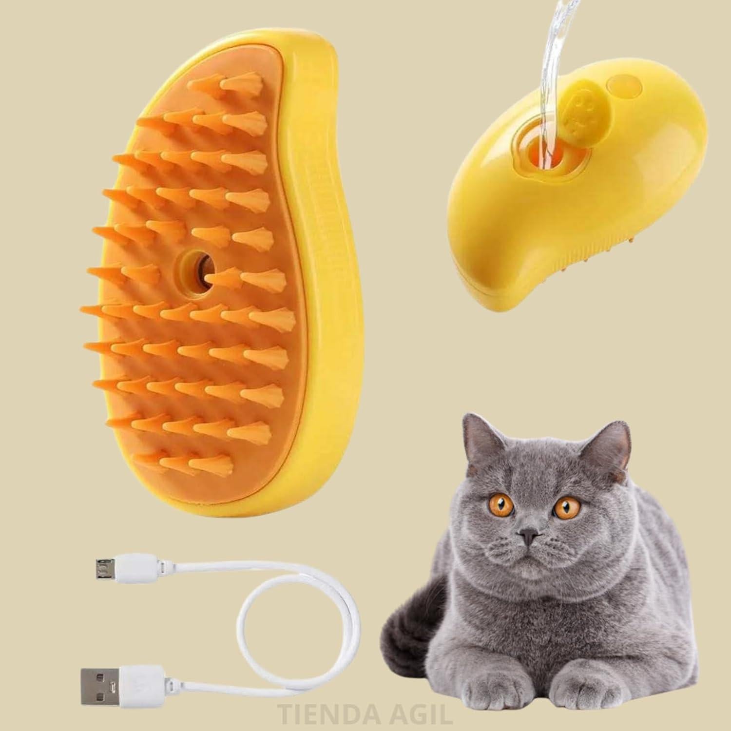 Cepillo de Vapor para Mascotas Tienda Ágil 3 en 1 Amarillo