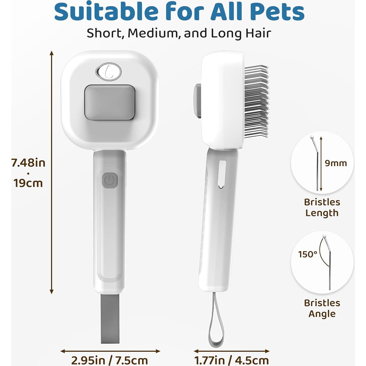 Cepillo 3 en 1 POHAHA para Gatos y Perros - Acicalamiento y Vapor