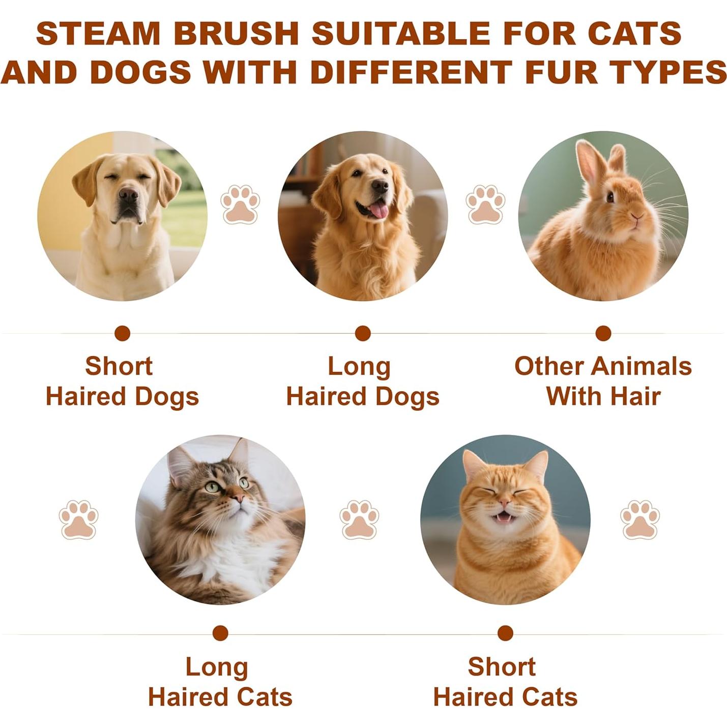 Cepillo de Vapor BKUSX para Mascotas 5 en 1 - Aseo y Remoción de Pelo
