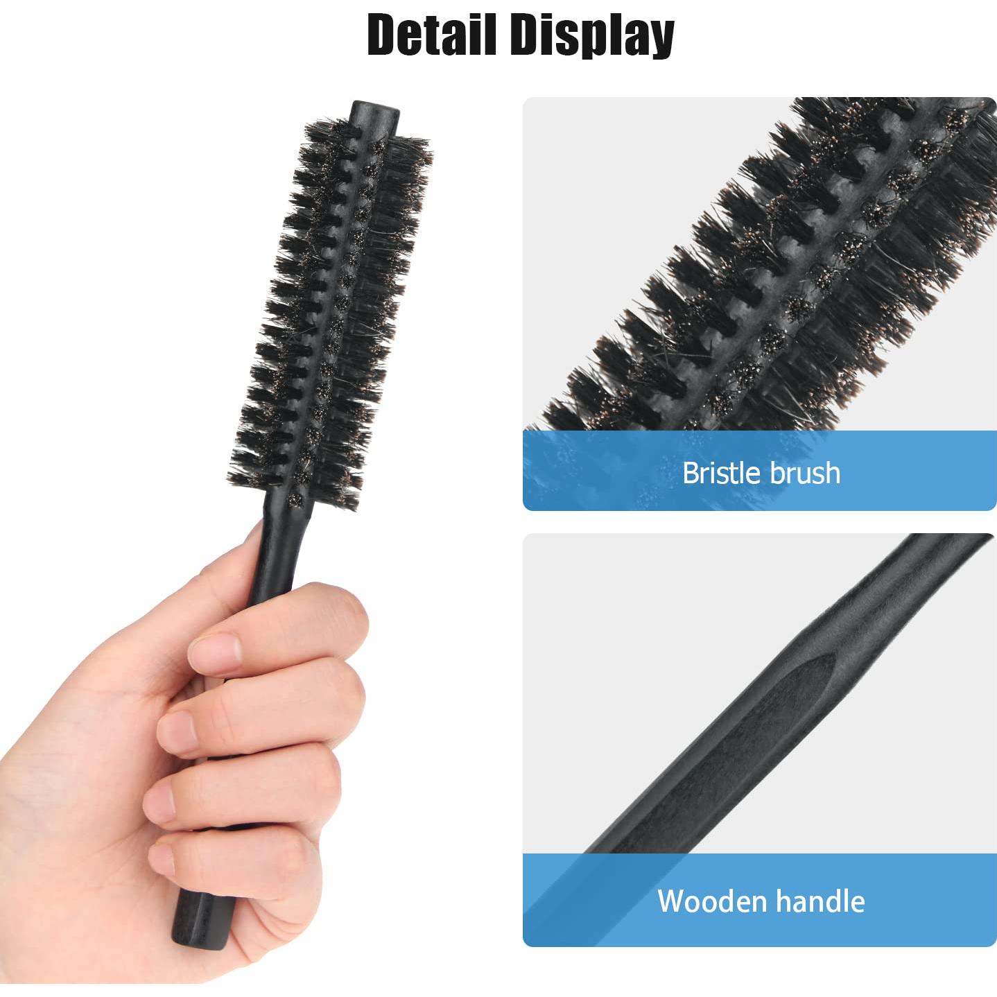 Cepillo Redondo Mini Ancable con Cerdas de Jabalí - Negro