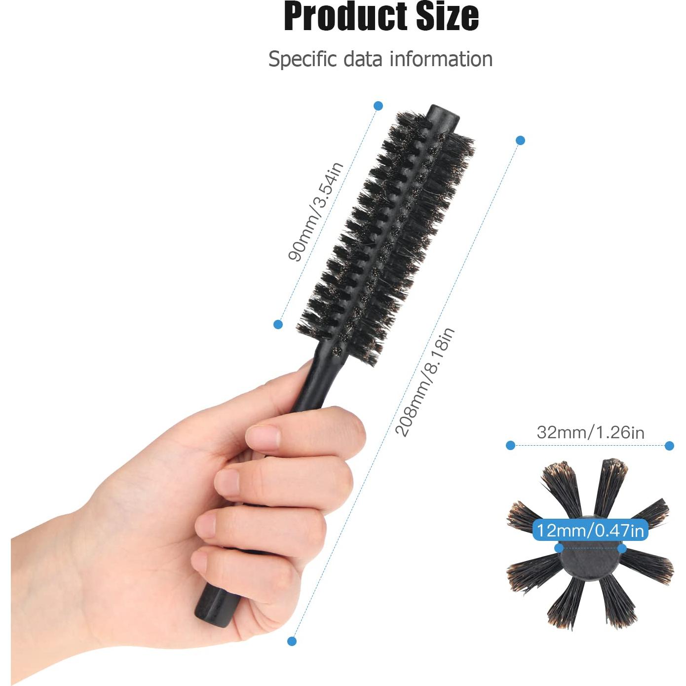 Cepillo Redondo Mini Ancable con Cerdas de Jabalí - Negro