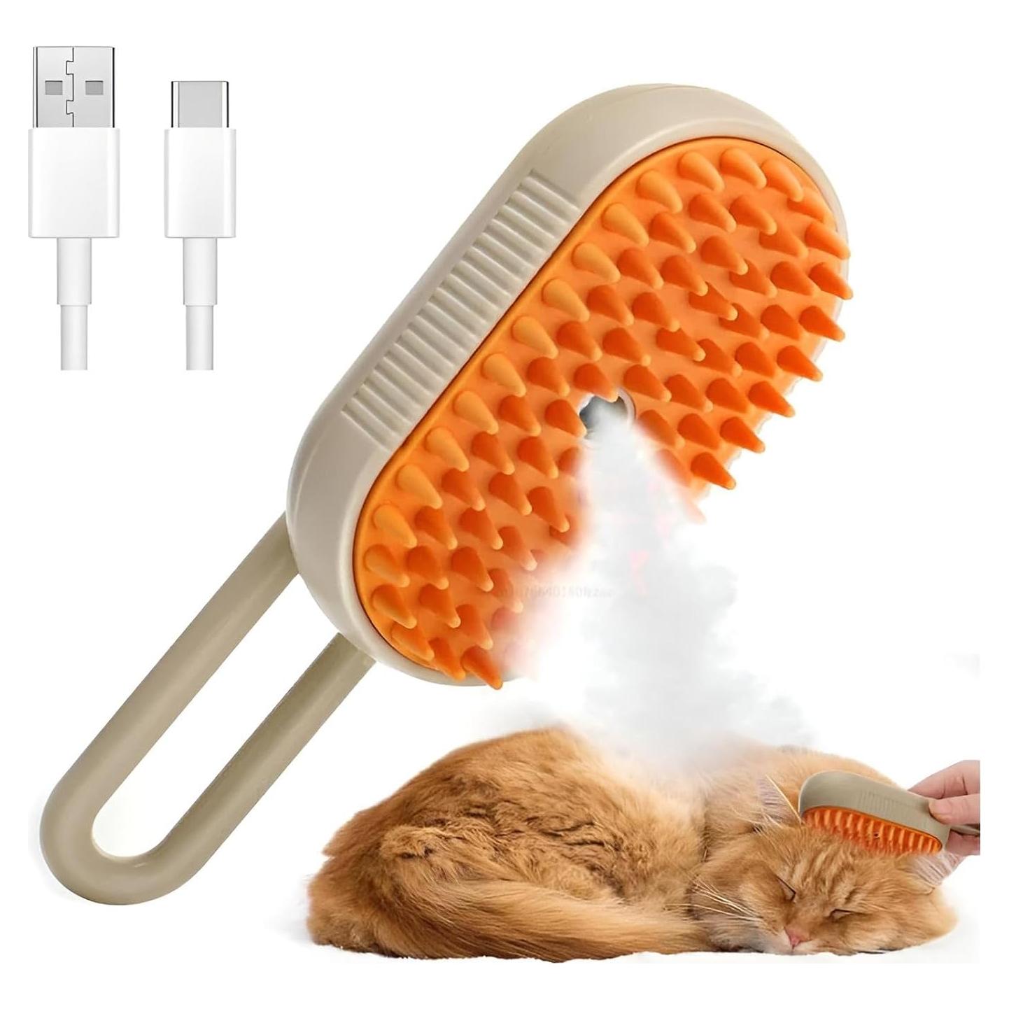 Cepillo de Vapor 4 en 1 CRAFTIVIO para Gatos y Perros Caqui