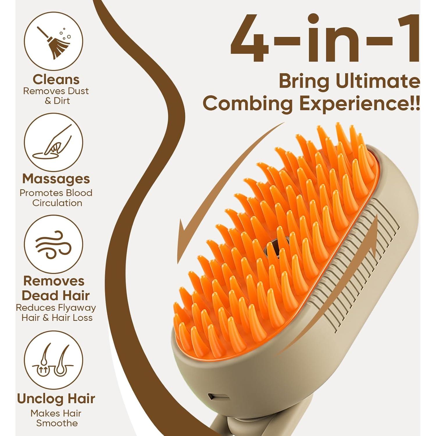 Cepillo de Vapor 4 en 1 CRAFTIVIO para Gatos y Perros Caqui