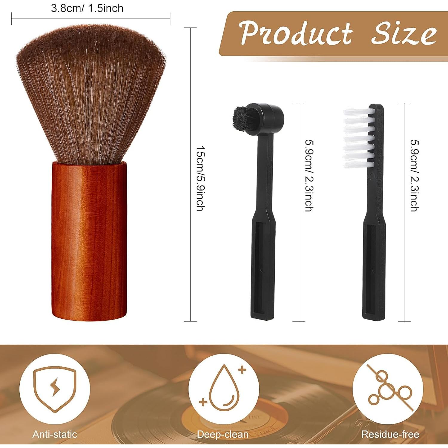 Kit de 3 Cepillos de Limpieza de Discos de Vinilo Ziliny