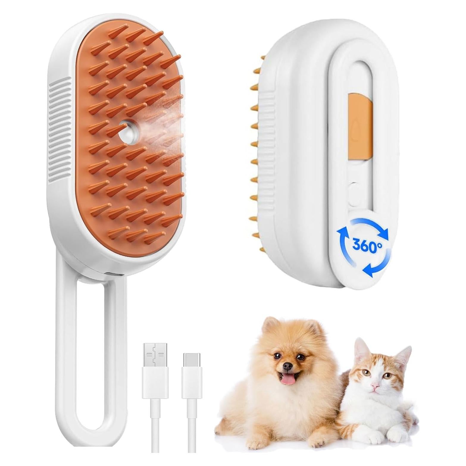 Cepillo de Vapor 4 en 1 para Gatos y Perros MS-0002 Beige