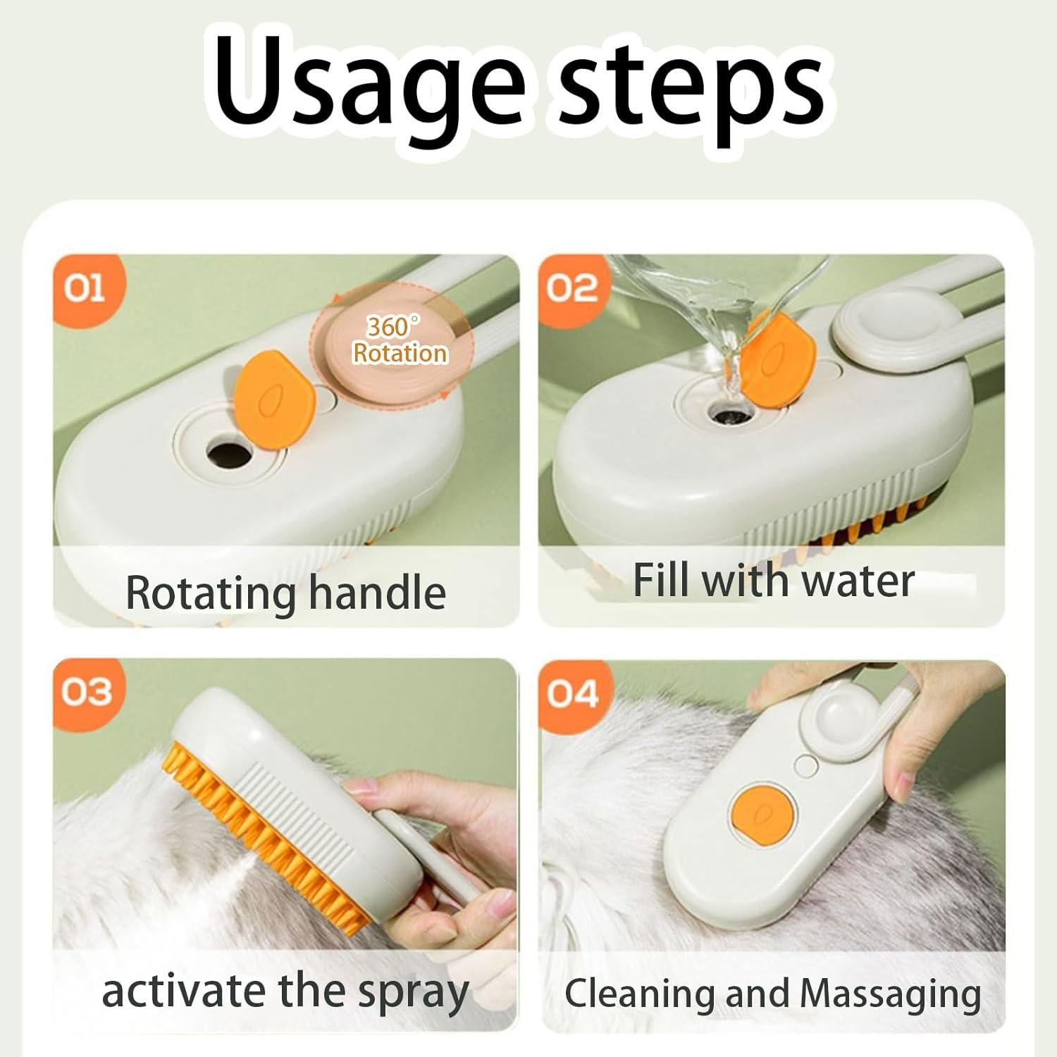 Cepillo de Vapor 4 en 1 para Gatos y Perros MS-0002 Beige