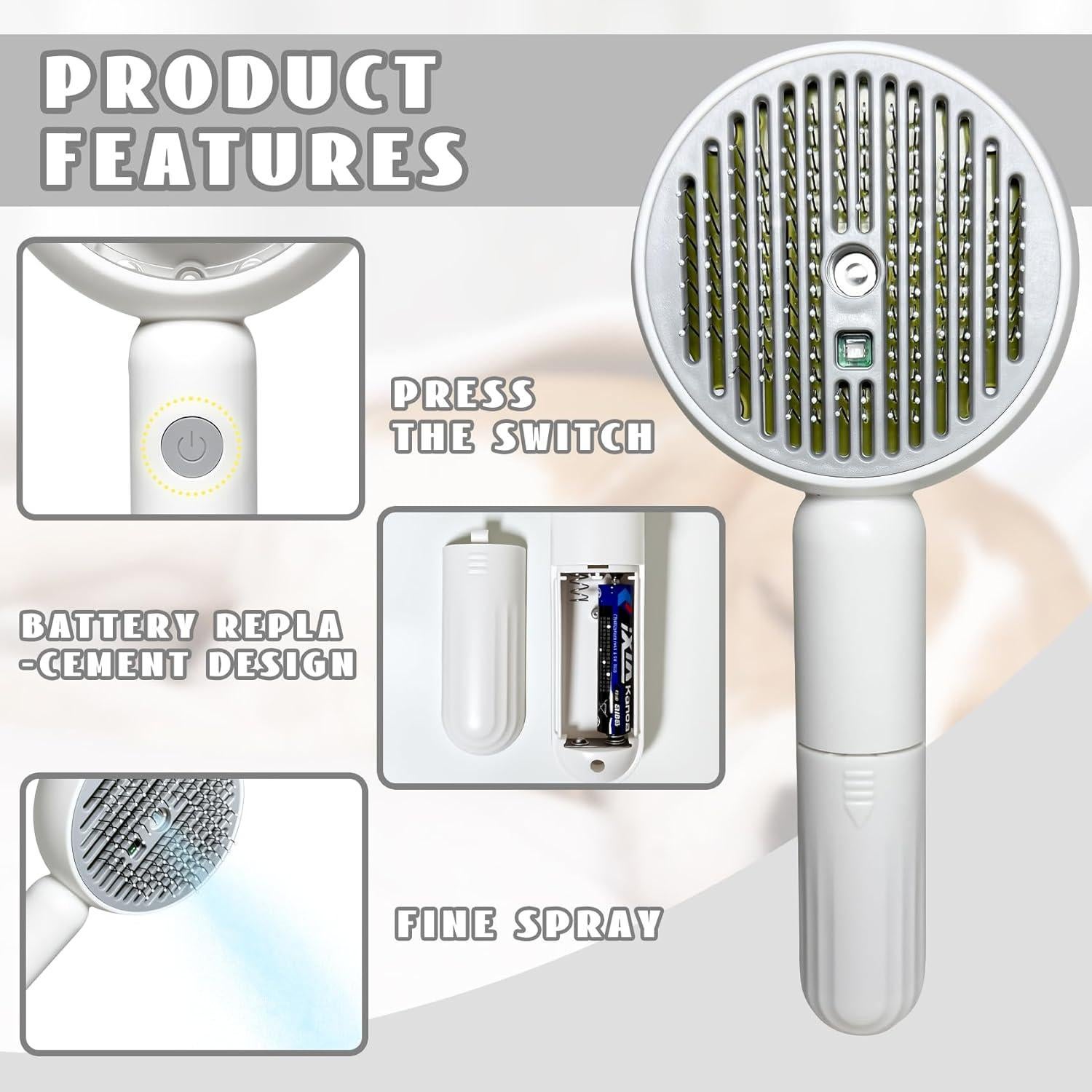 Cepillo de Vapor 2 en 1 CityinSky para Gatos y Perros - Control de Muda y Rocío