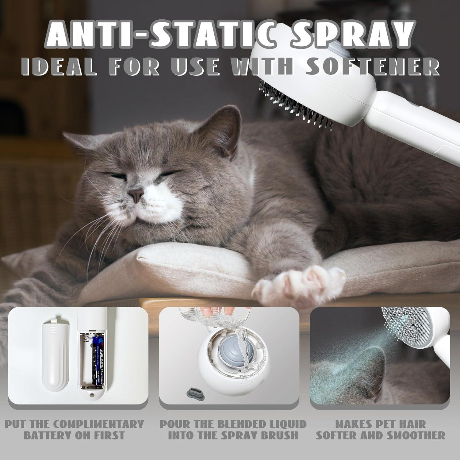 Cepillo de Vapor 2 en 1 CityinSky para Gatos y Perros - Control de Muda y Rocío