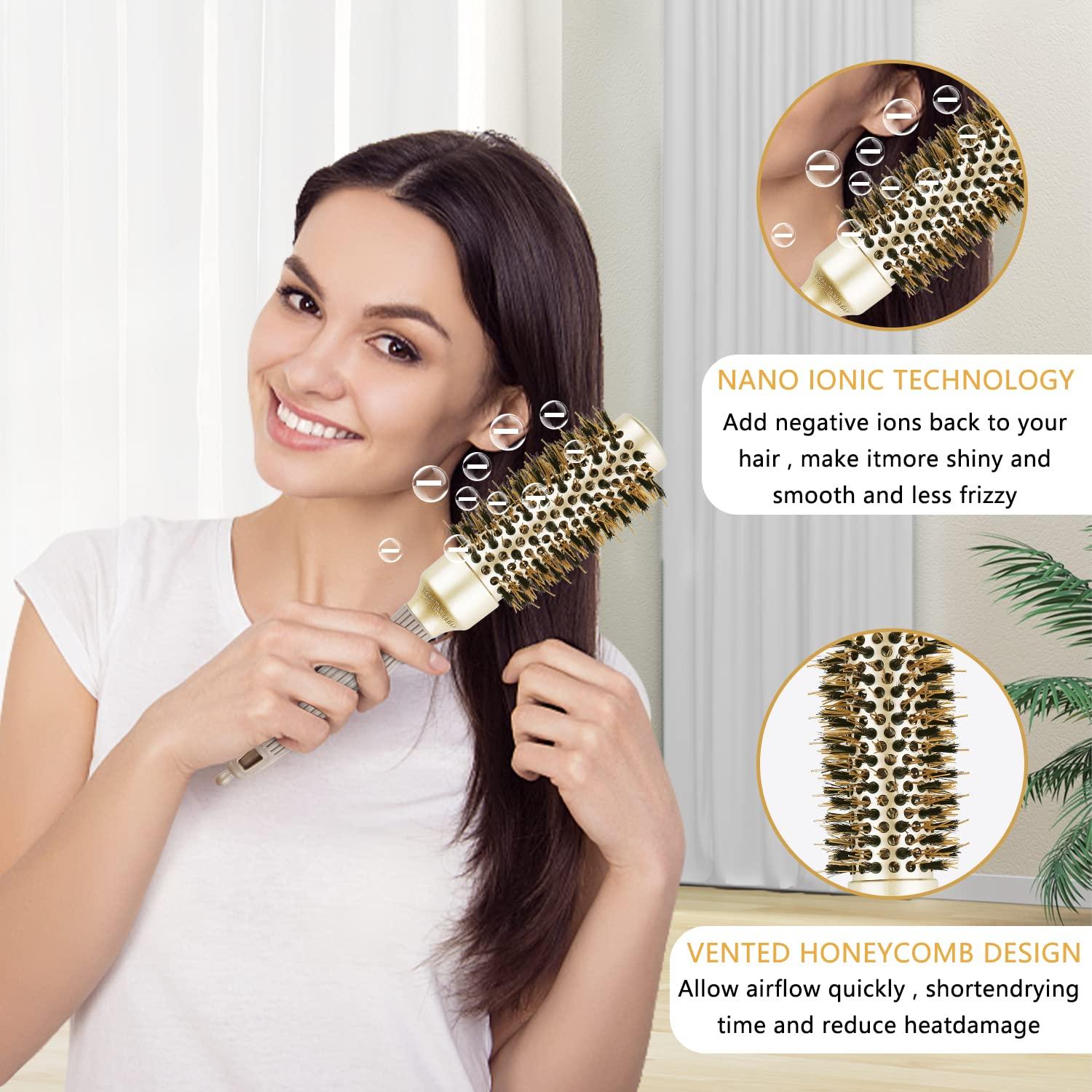 Cepillo Redondo QIANGNI 32mm Cerda de Jabalí Antifrizz