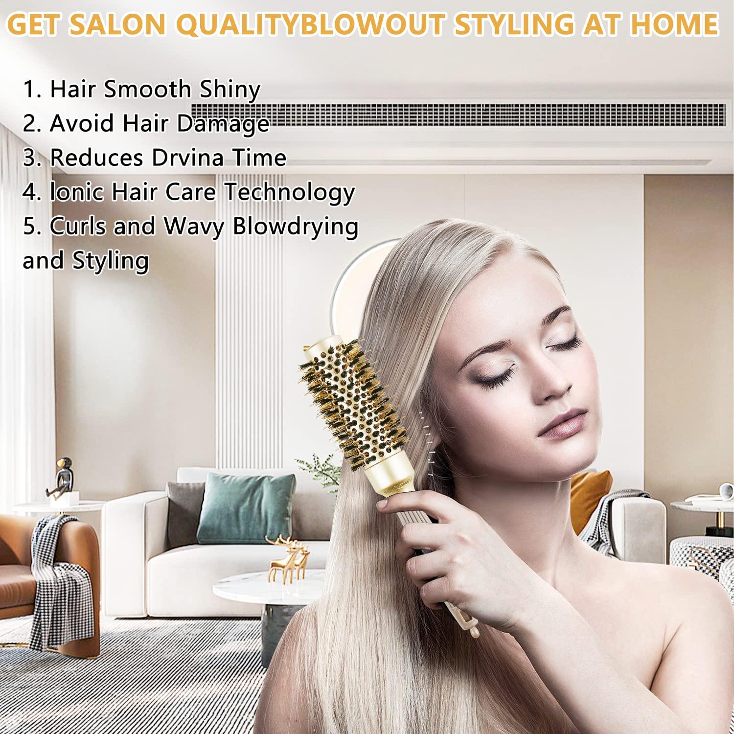 Cepillo Redondo QIANGNI 32mm Cerda de Jabalí Antifrizz