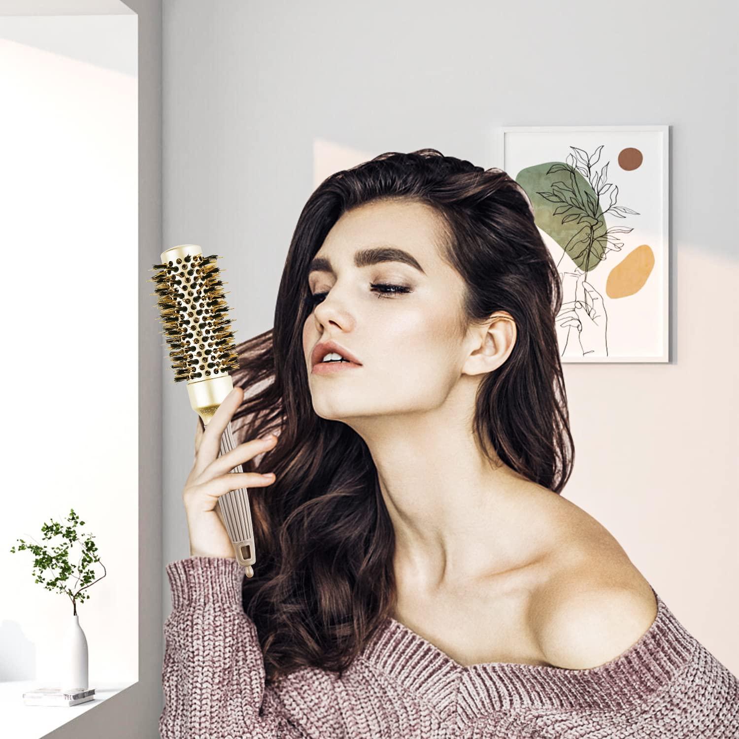 Cepillo Redondo QIANGNI 32mm Cerda de Jabalí Antifrizz