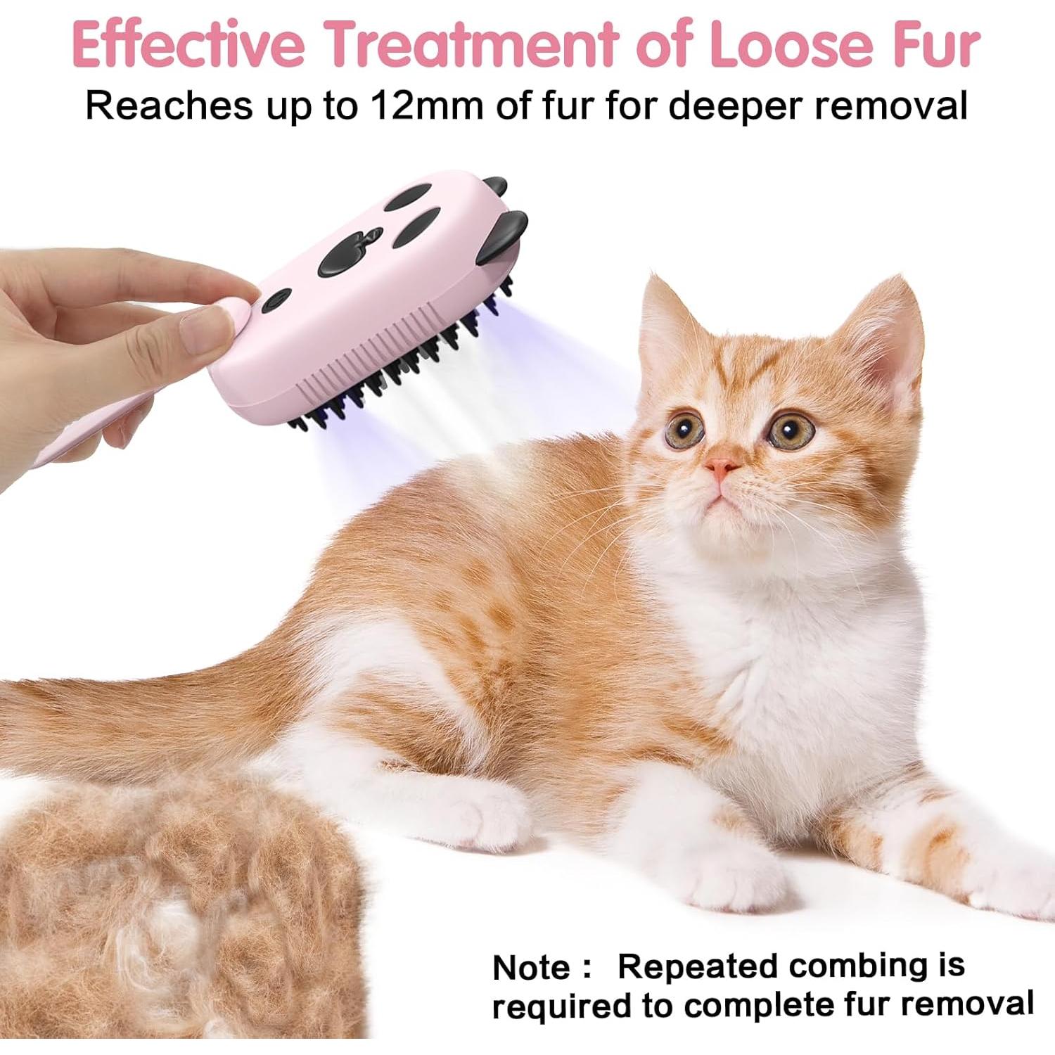 Cepillo de Vapor 4 en 1 Denwwico para Gatos y Perros - Rosa