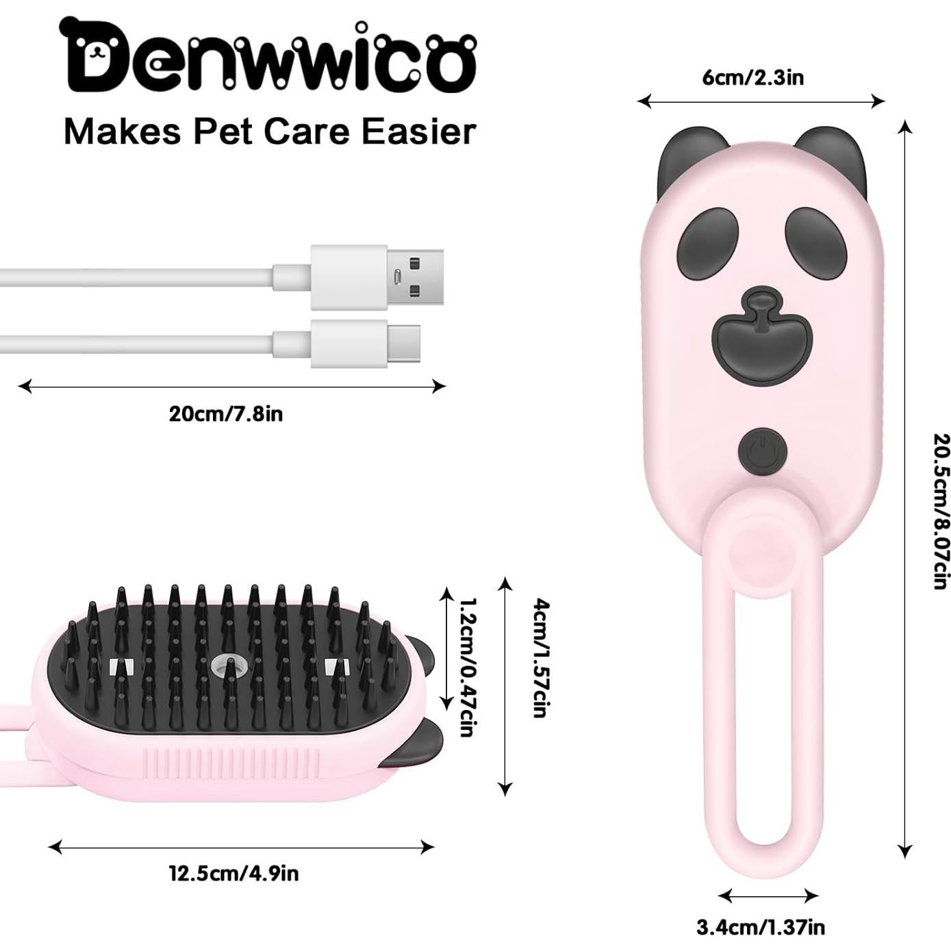 Cepillo de Vapor 4 en 1 Denwwico para Gatos y Perros - Rosa