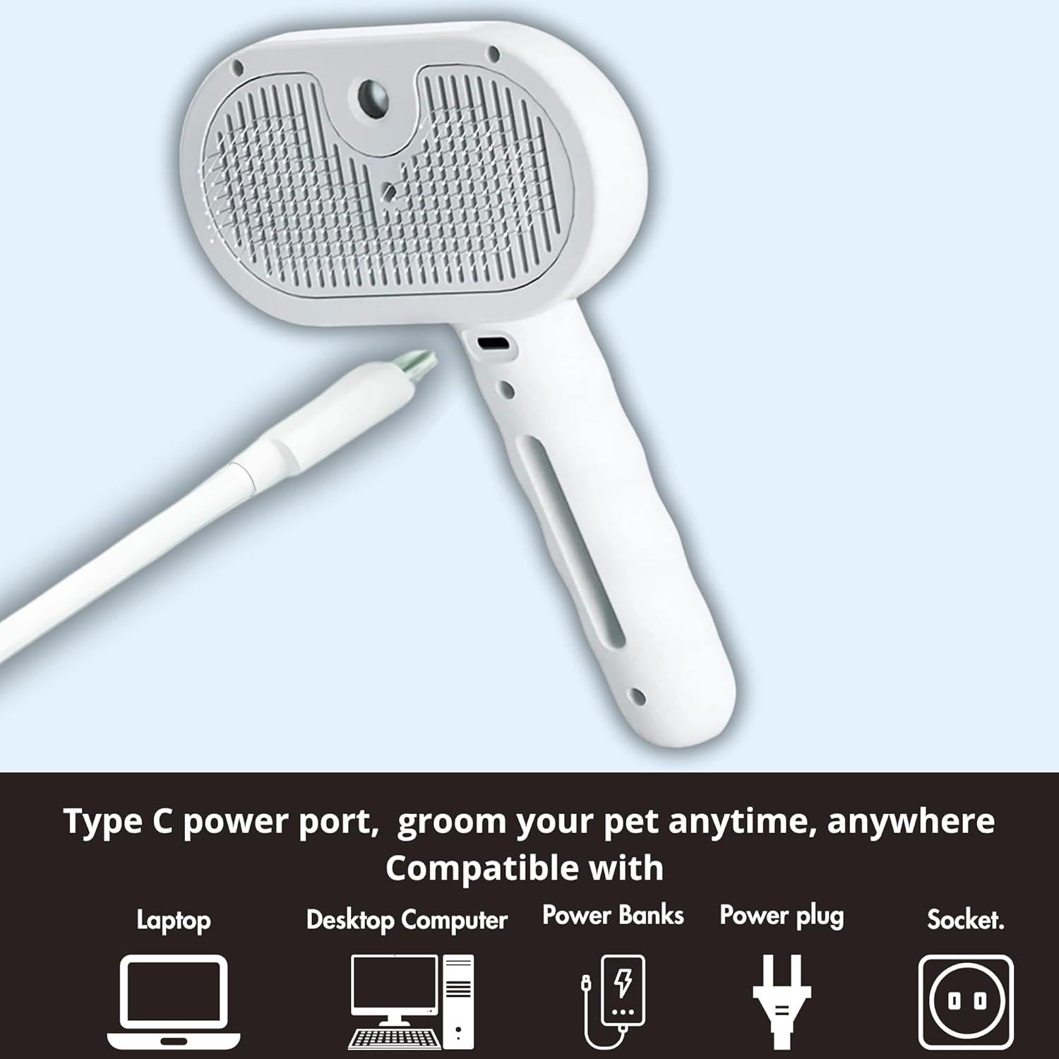 Cepillo de Vapor 4 en 1 Tu Alegría para Gatos y Perros - Blanco