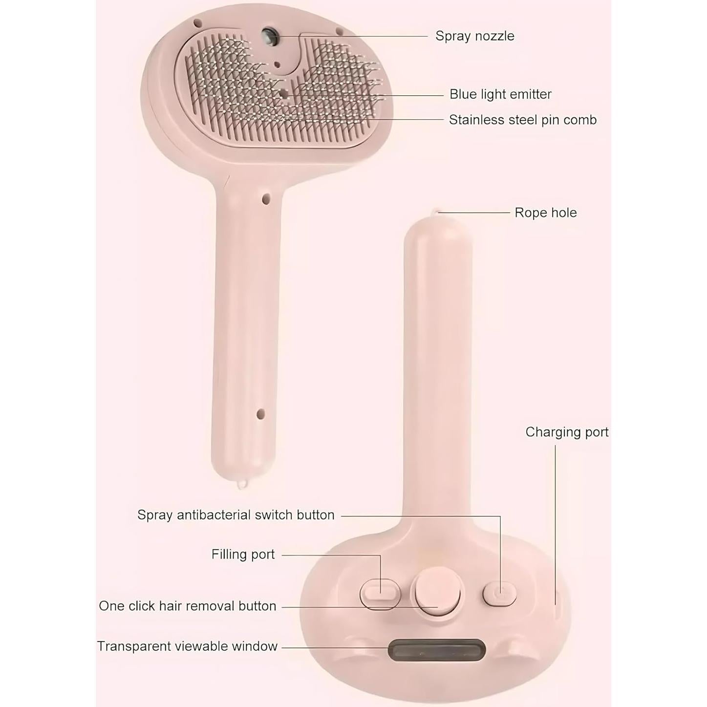 Cepillo de Vapor 4 en 1 Tu Alegría para Gatos y Perros - Blanco