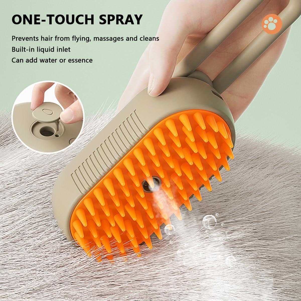 Cepillo de Vapor 3 en 1 QSUKE para Gatos y Perros Caqui