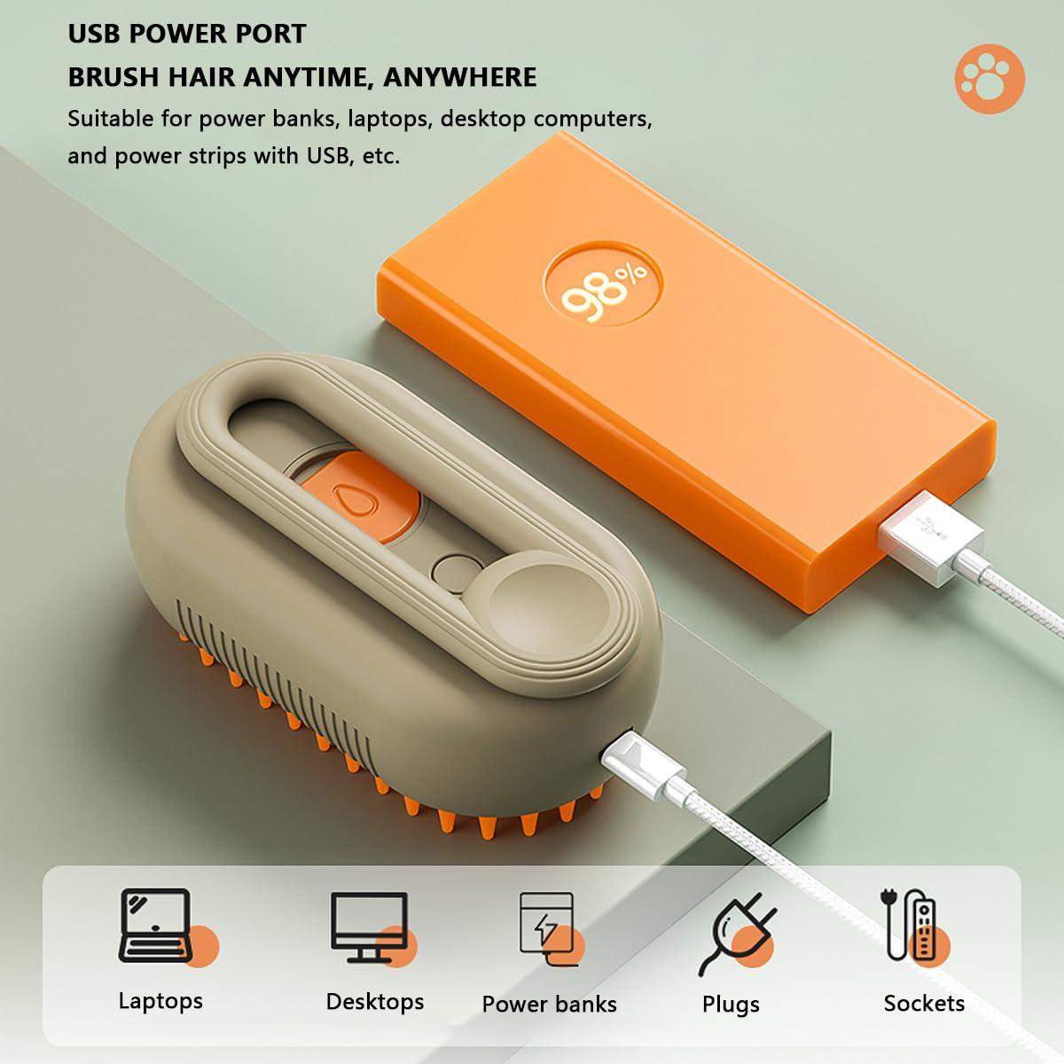 Cepillo de Vapor 3 en 1 QSUKE para Gatos y Perros Caqui