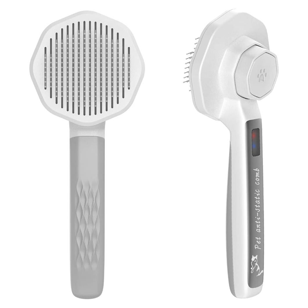 Cepillo Antiestático para Mascotas Fumzen - Autolimpiante, Gris