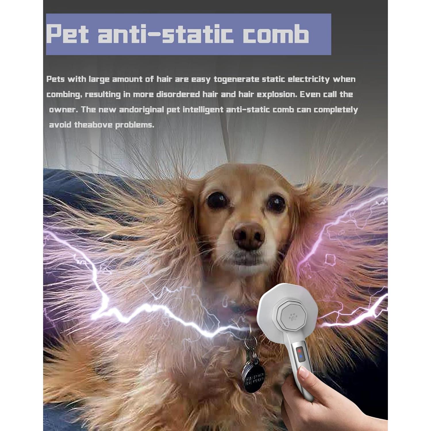 Cepillo Antiestático para Mascotas Fumzen - Autolimpiante, Gris