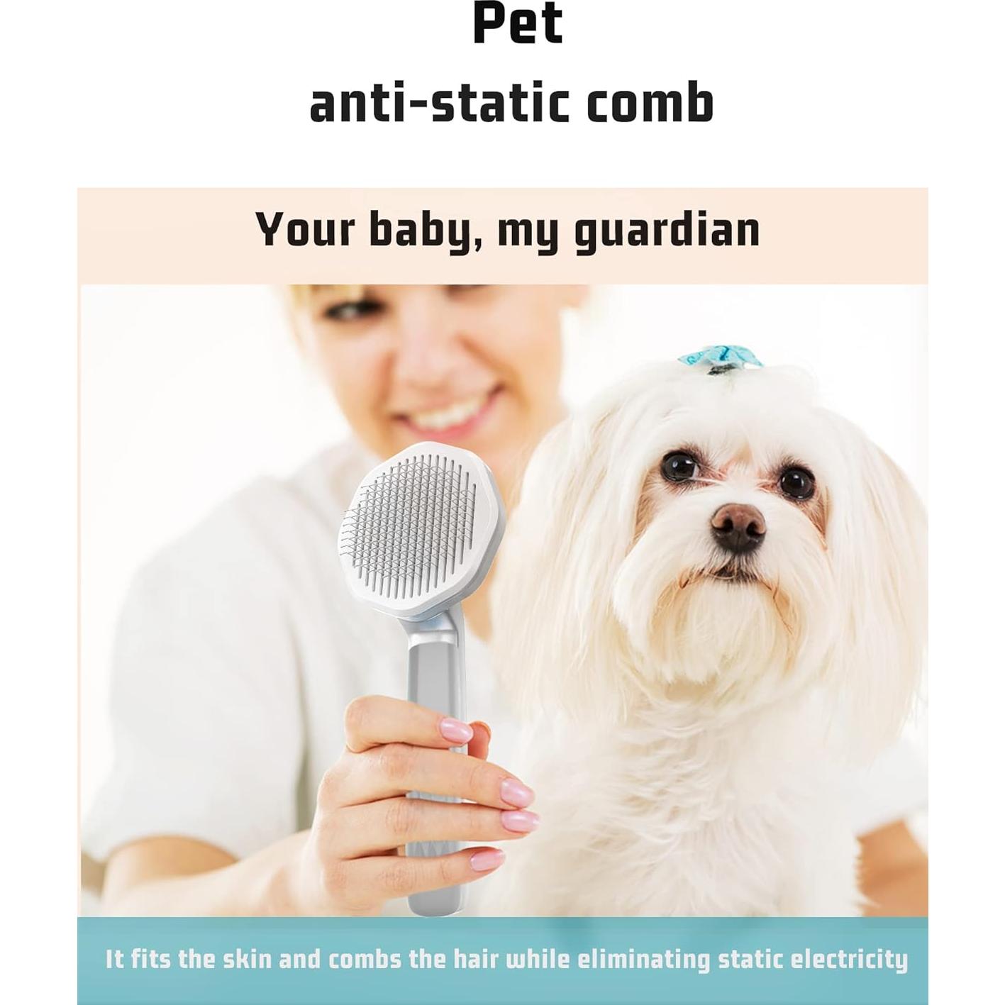 Cepillo Antiestático para Mascotas Fumzen - Autolimpiante, Gris