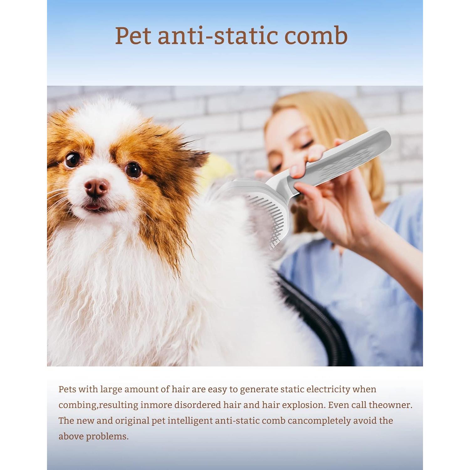 Cepillo Antiestático para Mascotas Fumzen - Autolimpiante, Gris