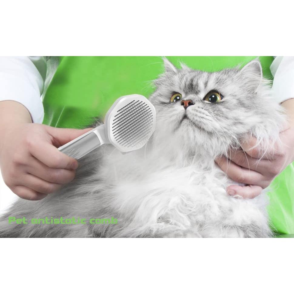 Cepillo Antiestático para Mascotas Fumzen - Autolimpiante, Gris