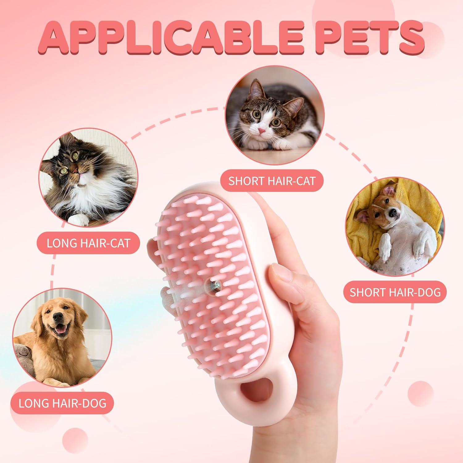 Cepillo de Vapor para Mascotas Susu&Wuwu - Rosa, 17.9x9.3cm