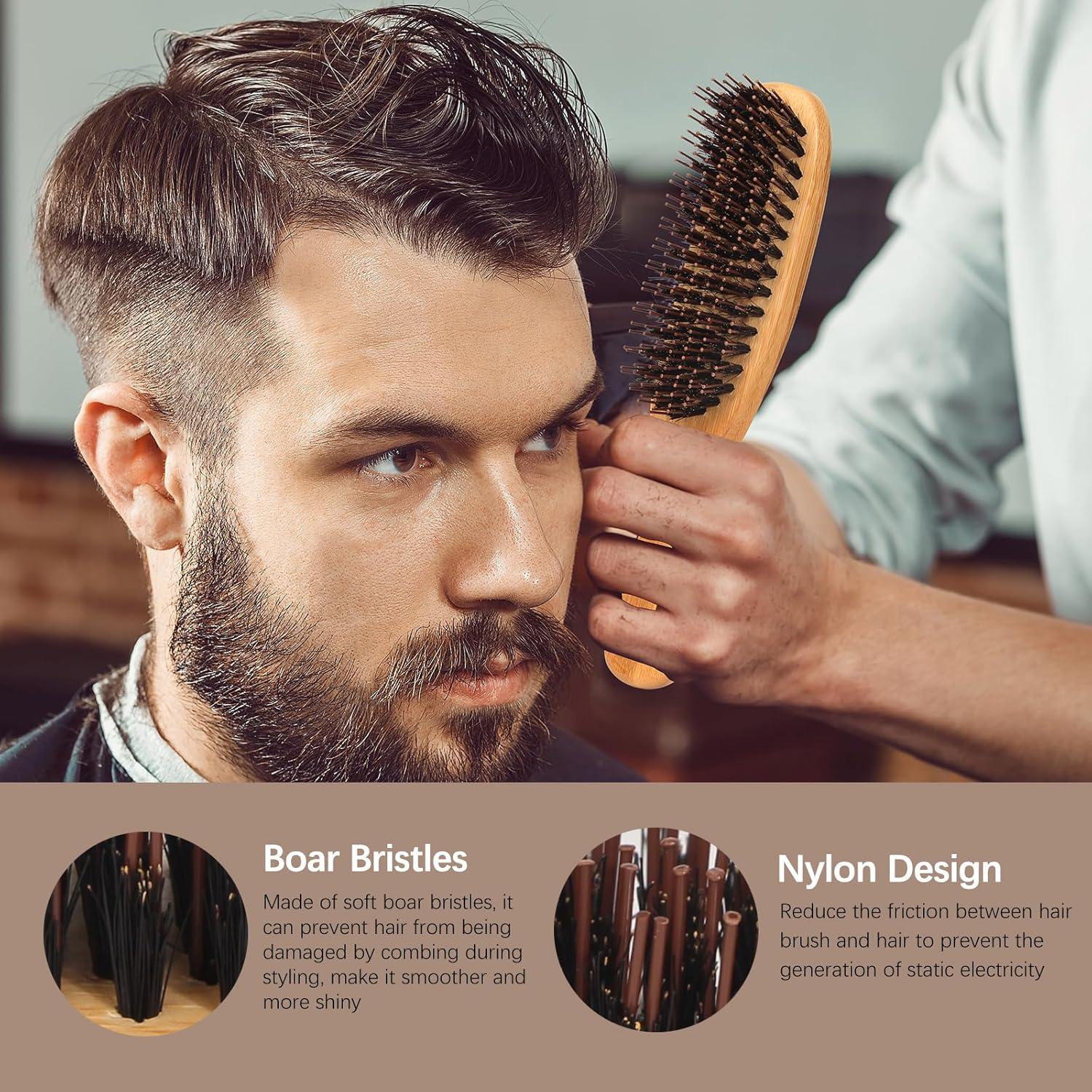 Juego de 3 Cepillos de Pelo de Bambú MenGate - Desenredante y Cerda de Jabalí