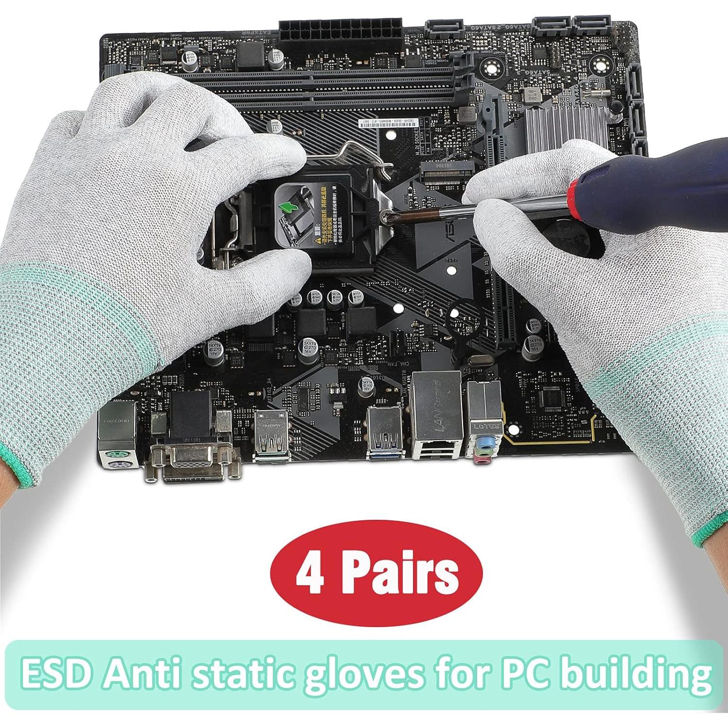 Guantes ESD Antiestáticos Geyoga - 4 Pares Medianos para PC