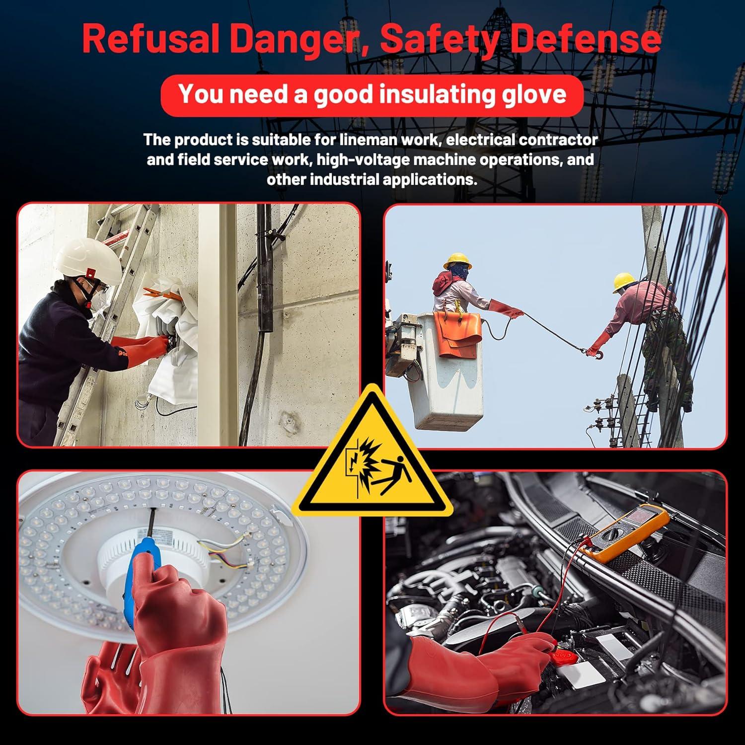 Guantes Aislantes Eléctricos Caucho Rojo 1.8mm 12kVAC/22kVDC