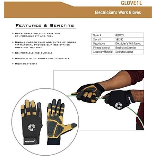 Guantes de Trabajo para Electricistas Southwire GLOVE1L - Paquete de 2