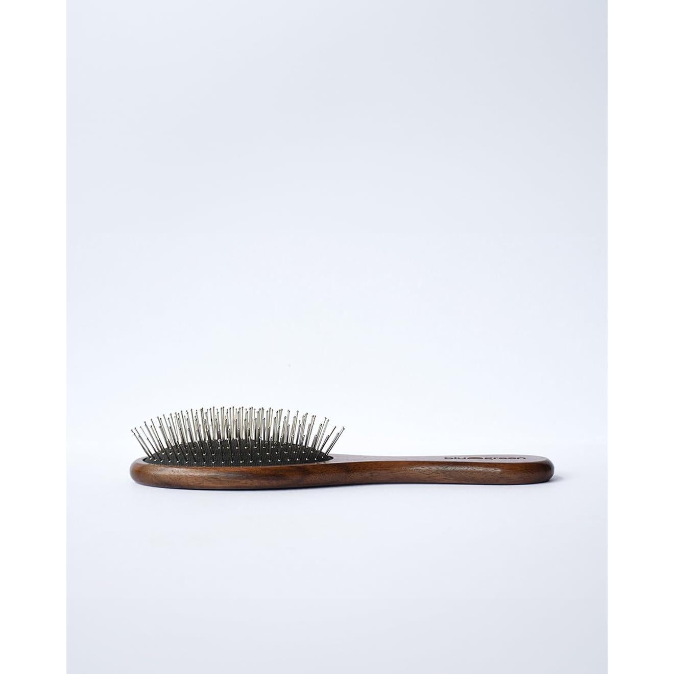 Cepillo Desenredante Blu & Green, Mango Madera Nogal, Acero Inoxidable