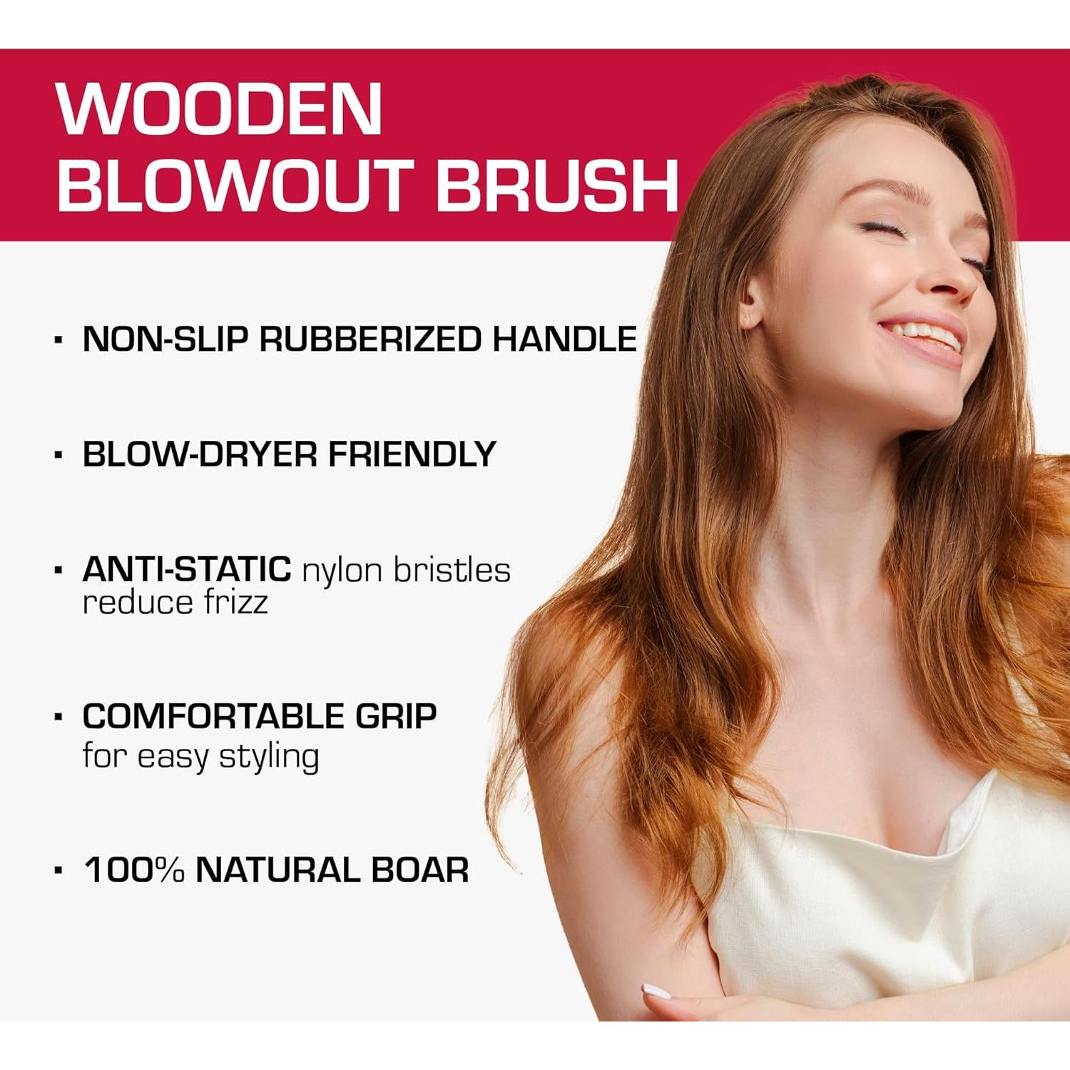 Cepillo Redondo de Madera Red by Kiss 6.35 cm Cerda Jabalí