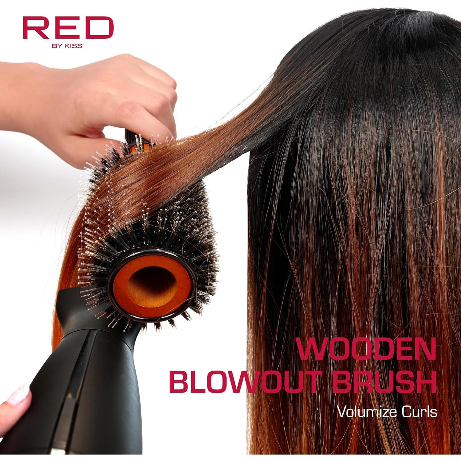 Cepillo Redondo de Madera Red by Kiss 6.35 cm Cerda Jabalí