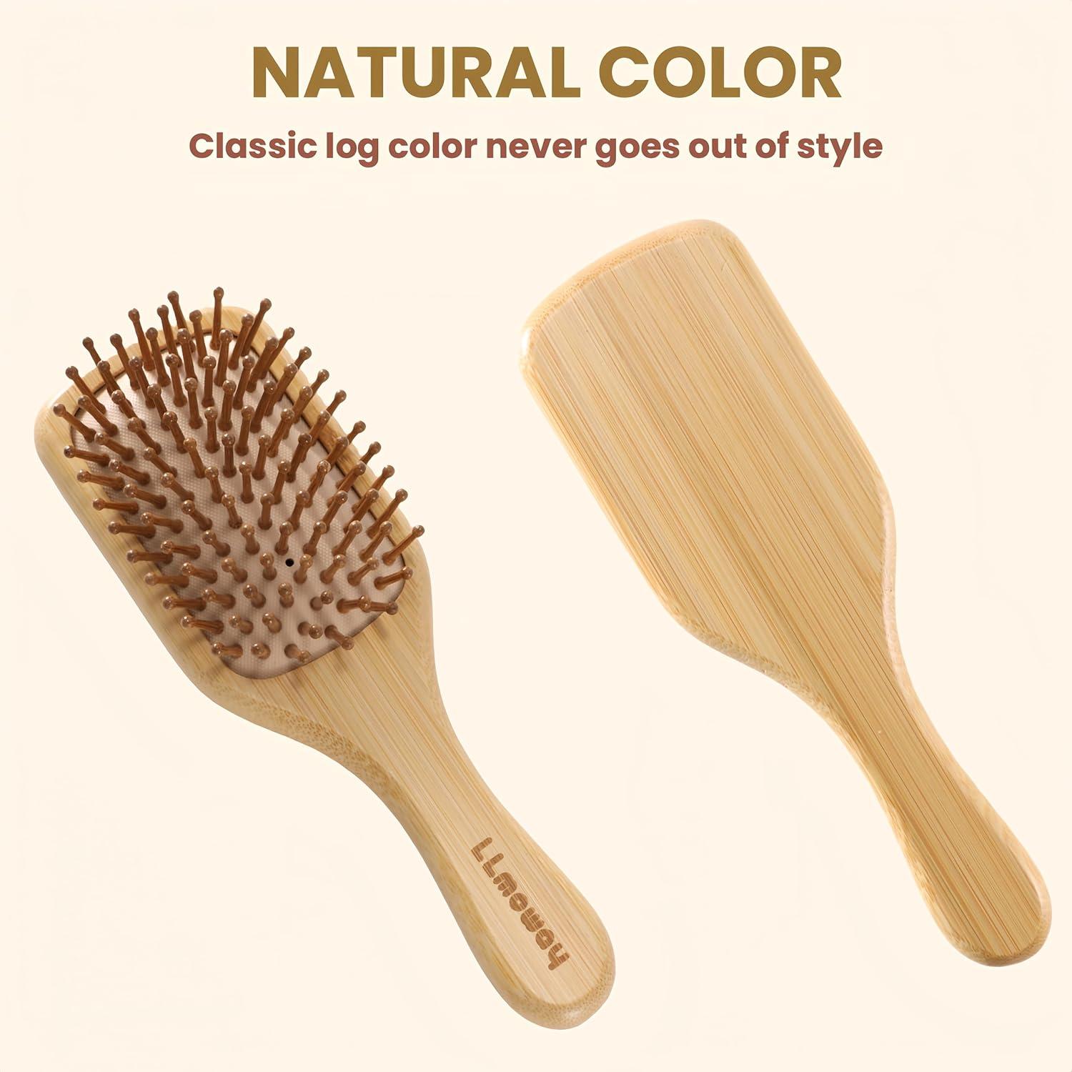 Cepillo de Pelo de Bambú Natural LLmoway Cuadrado Mediano