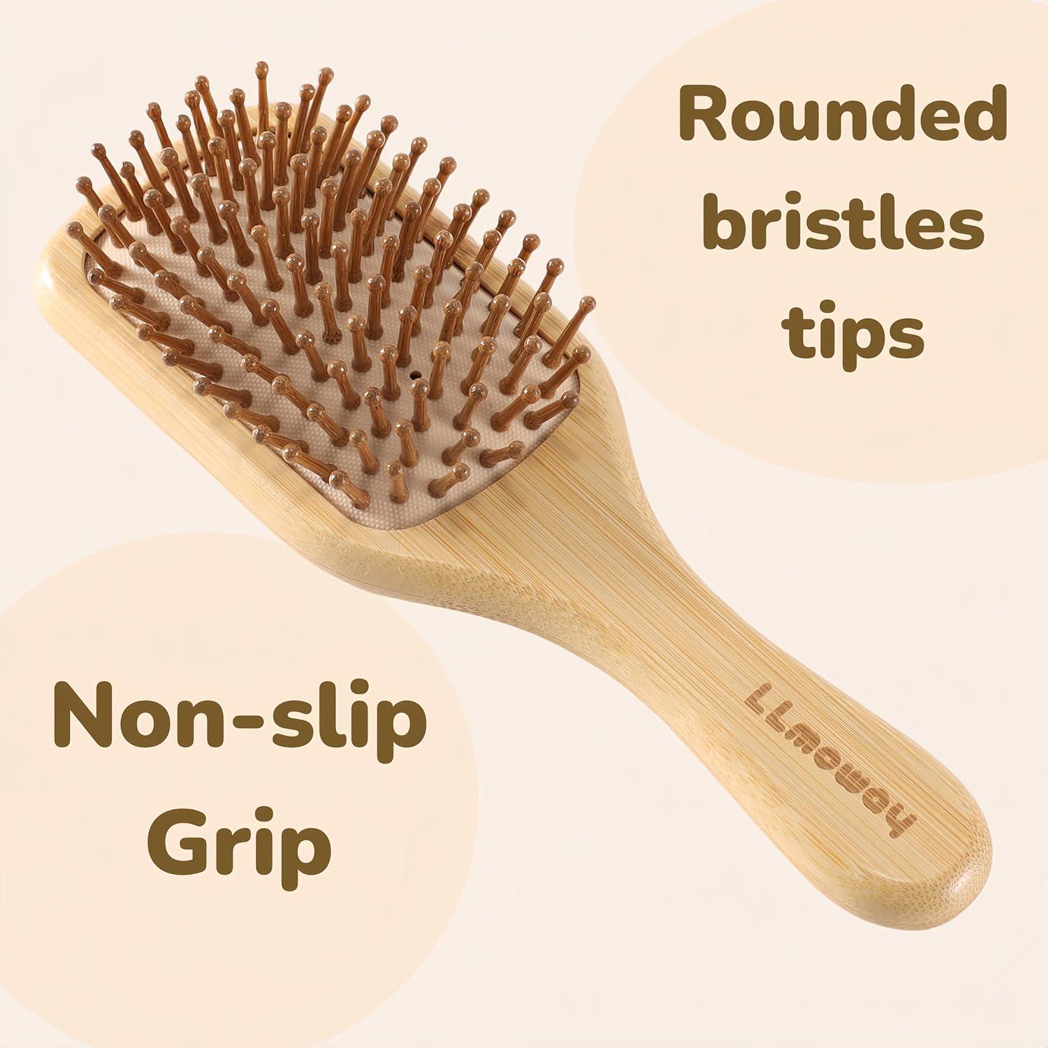 Cepillo de Pelo de Bambú Natural LLmoway Cuadrado Mediano