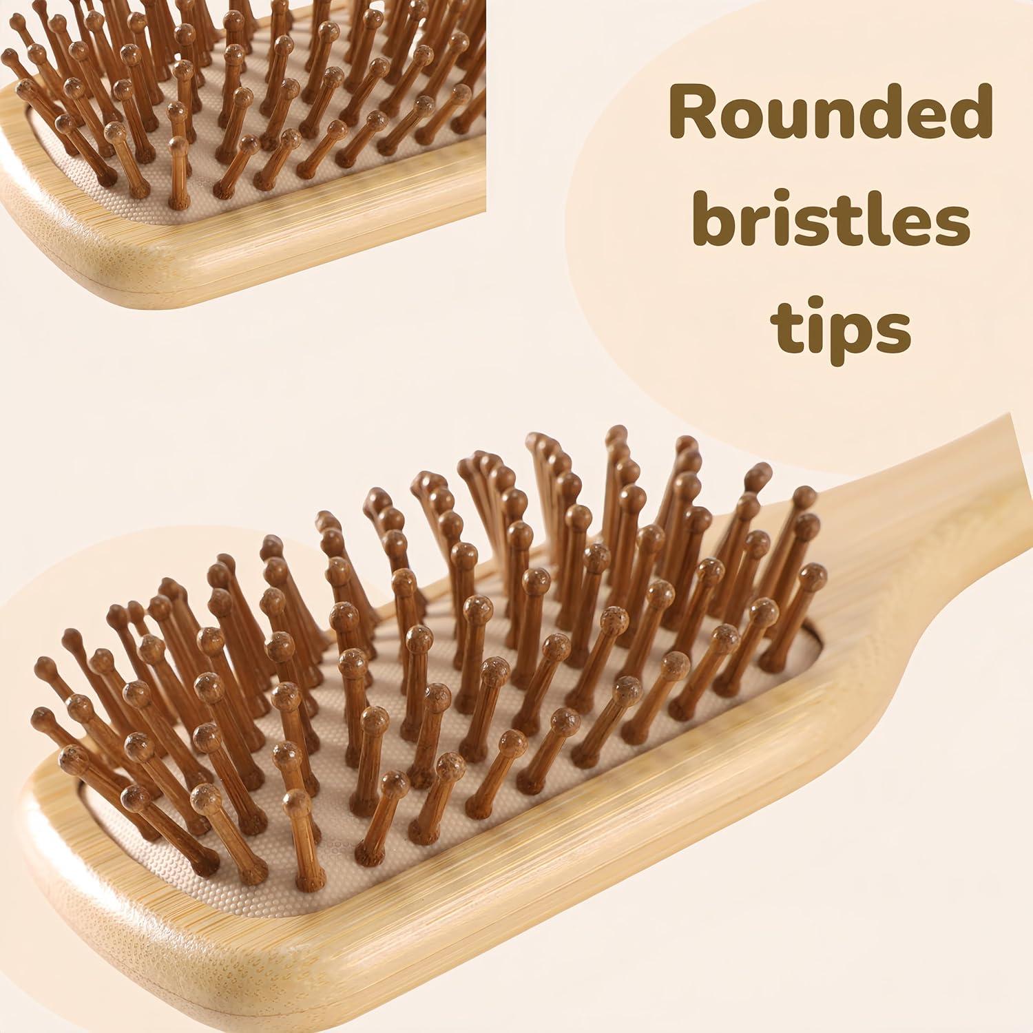 Cepillo de Pelo de Bambú Natural LLmoway Cuadrado Mediano