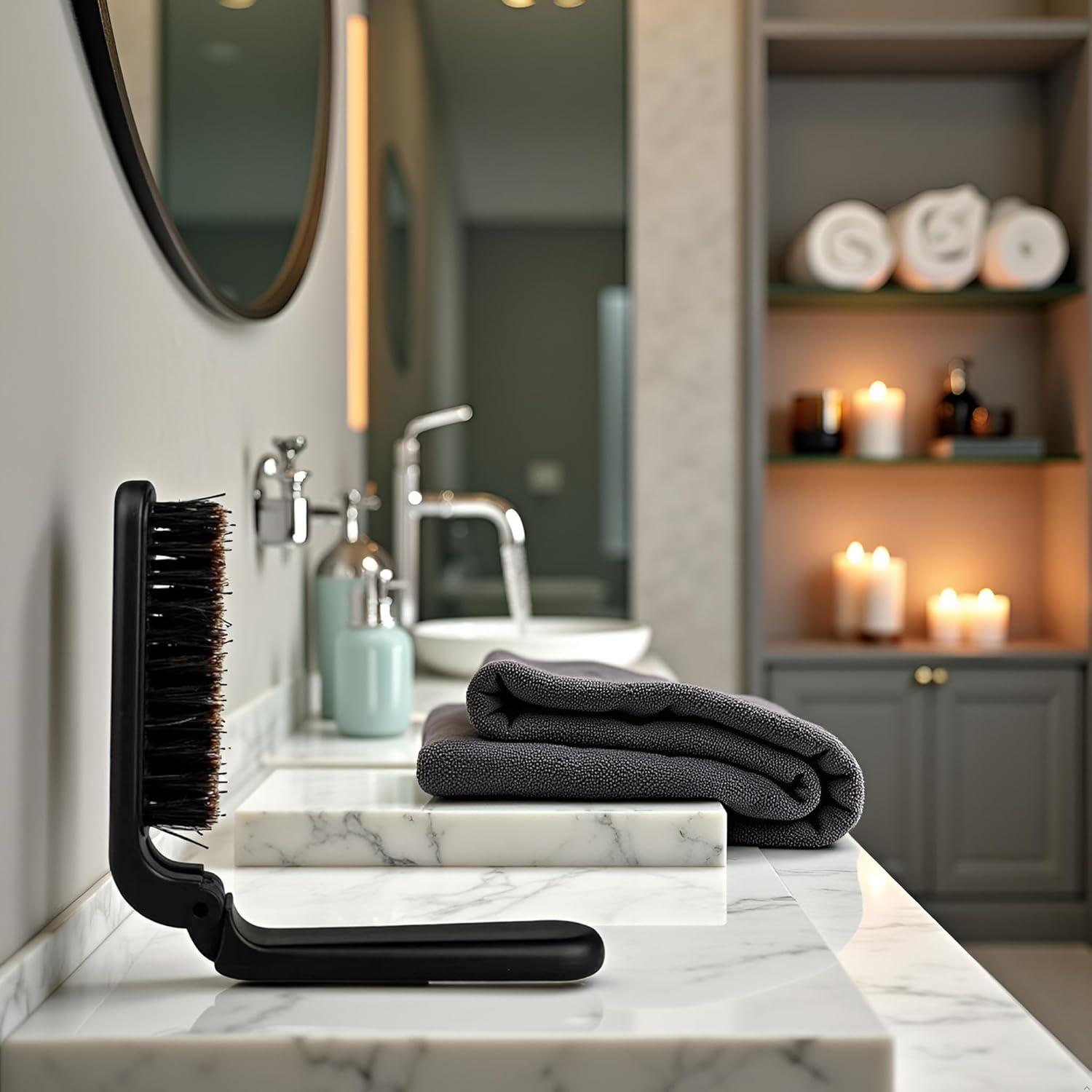 Cepillo de Pelo Plegable Labriciyon Negro con Cerdas de Jabalí