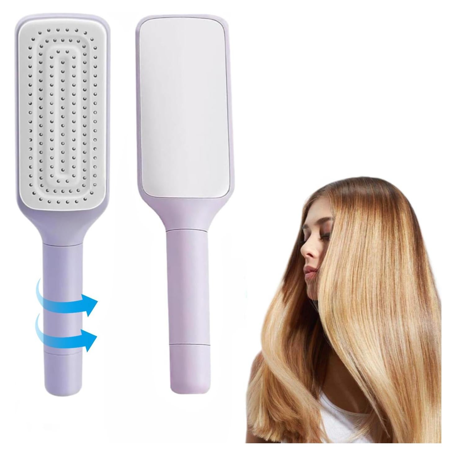 Cepillo de Cabello Autolimpiante DEXIU Púrpura Diseño Retráctil