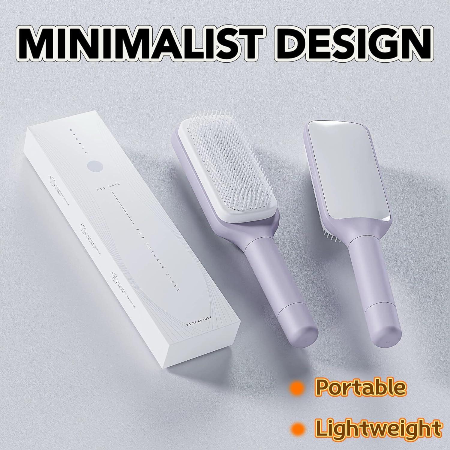 Cepillo de Cabello Autolimpiante DEXIU Púrpura Diseño Retráctil