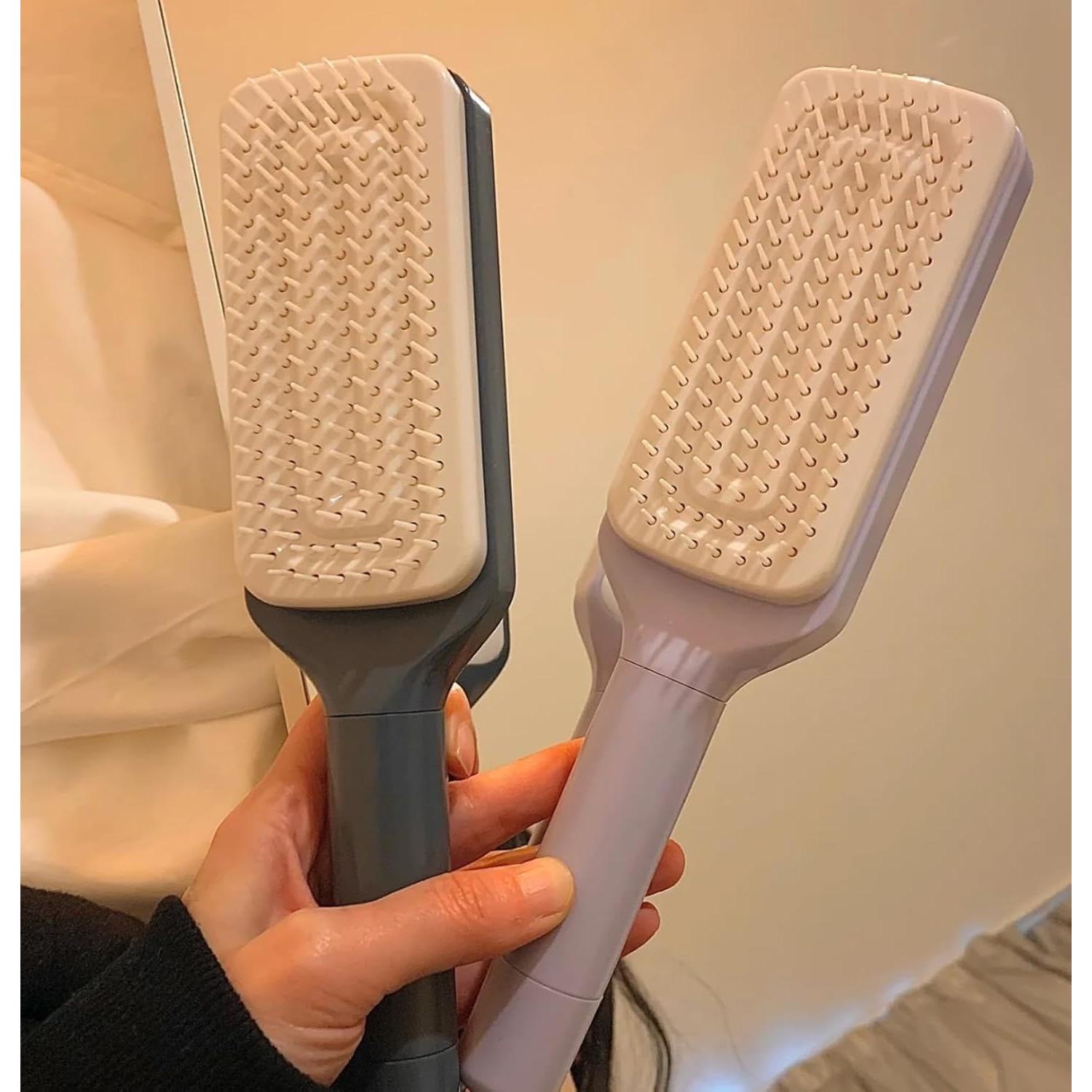 Cepillo de Cabello Autolimpiante DEXIU Púrpura Diseño Retráctil