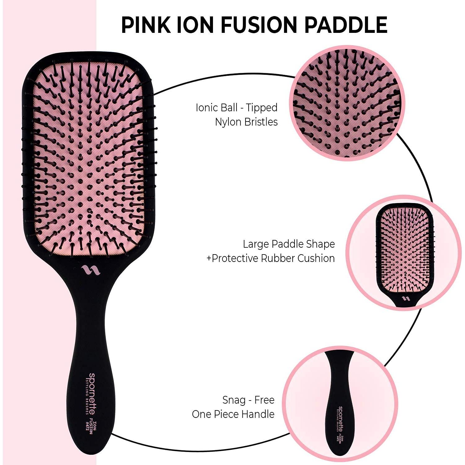 Cepillo de Paleta Spornette 472 Rosa Iónico para Desenredar