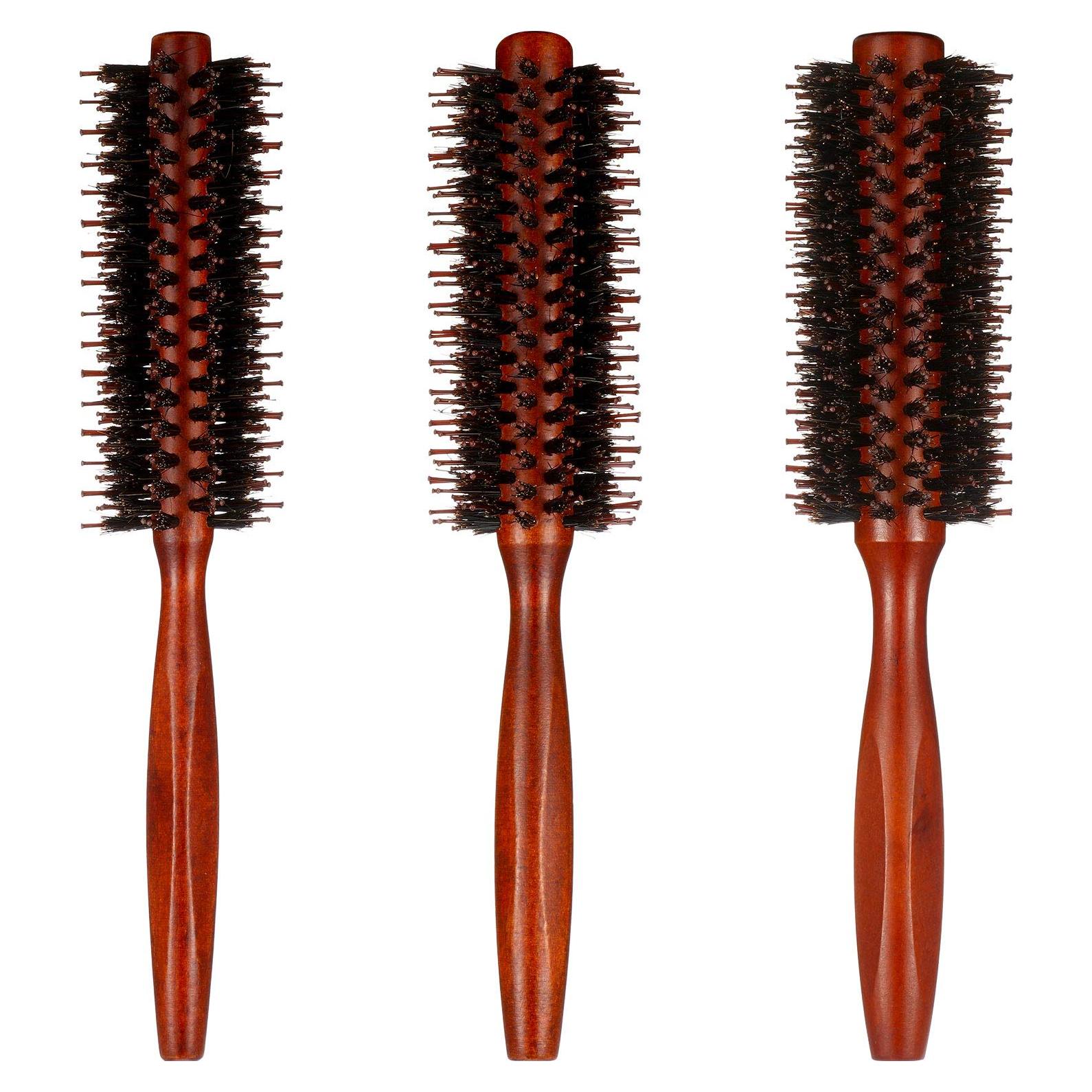 Conjunto de 3 Cepillos Redondos de Cerda de Jabalí Boao - 10, 12 y 14 Filas